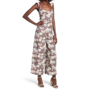 Leith Floral Wide-Leg Jumpsuit in Grey
